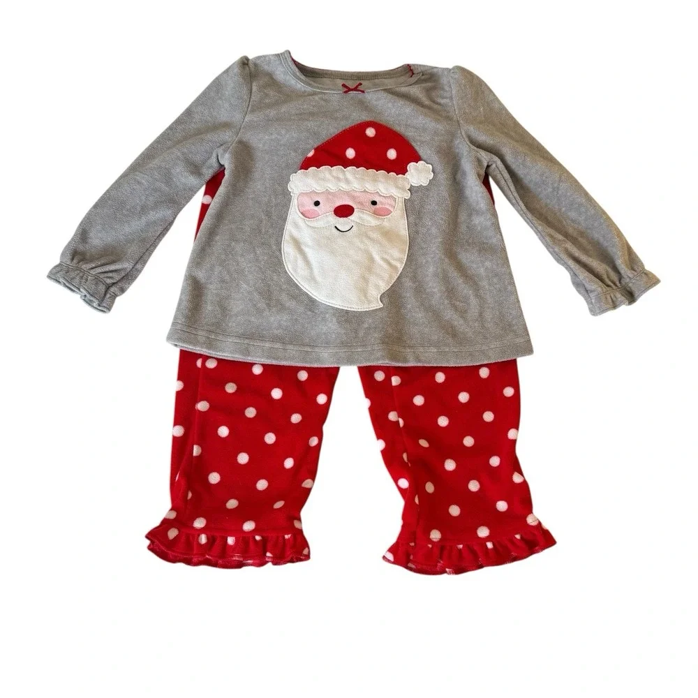 Carter's Baby Girls Just One You Christmas Fleece Pajamas 2T Santa Holiday Party